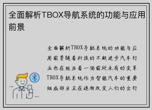 全面解析TBOX导航系统的功能与应用前景